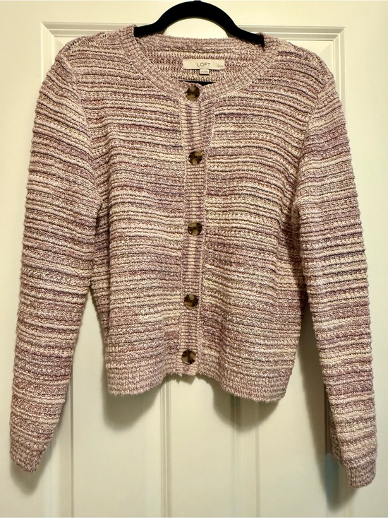 LOFT Sweaters - NWOT LOFT Lilac and Pink Striped Cardigan